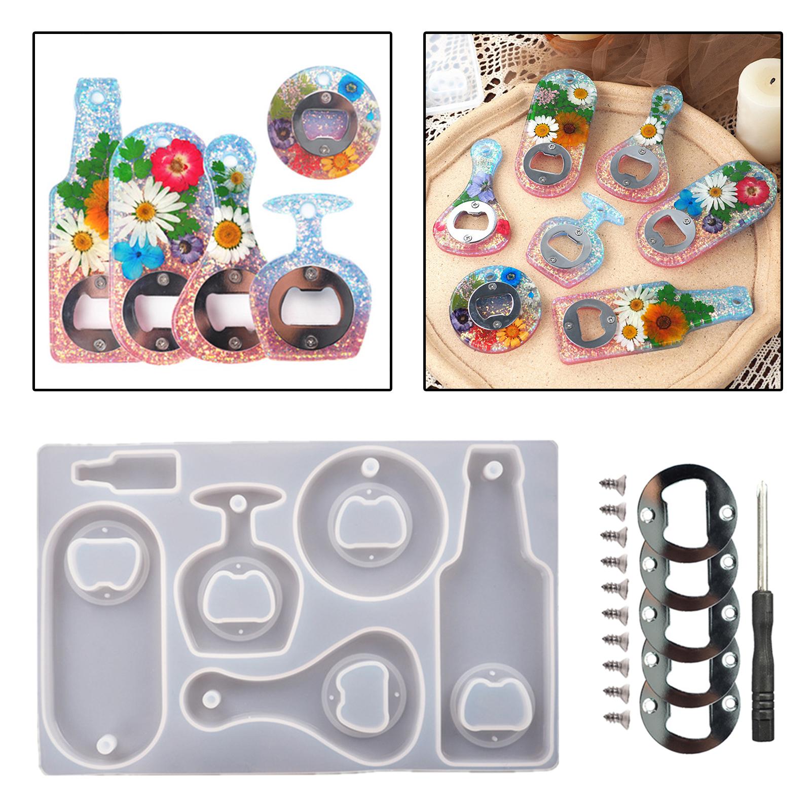 DIY Resin Molds Kit Beer Opener Silicone Molds Epoxy Mirror Silicone Mold for Art Crafts Epoxy Resin Casting Wine Corkscrew Epoxy Molds