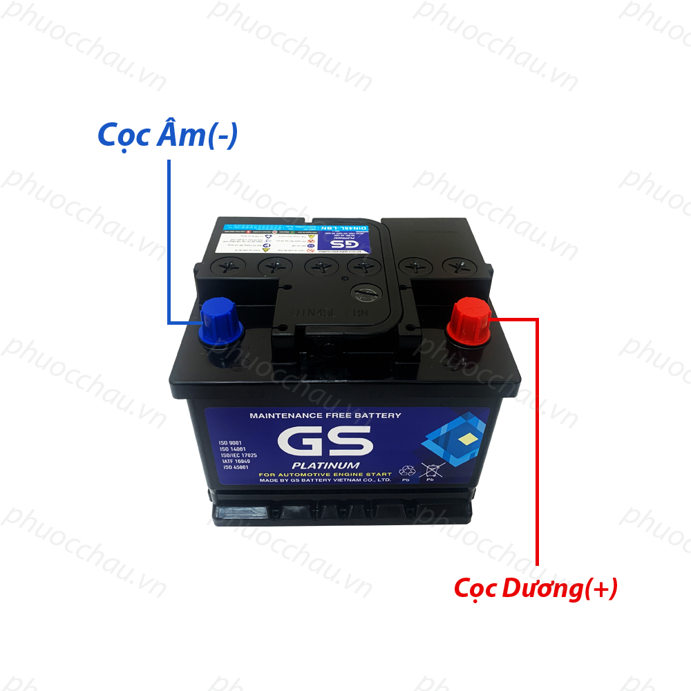 Bình Ắc Quy 12V-45Ah, Ắc Quy Ô Tô GS MF DIN45L-LBN