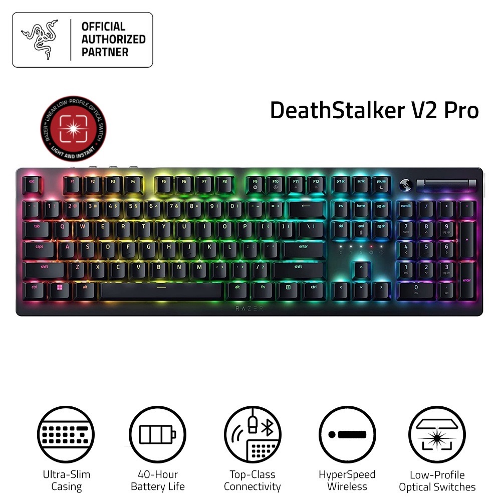 Bàn phím Gaming không dây Razer DeathStalker V2 Pro Low Profile Optical - Hàng chính hãng