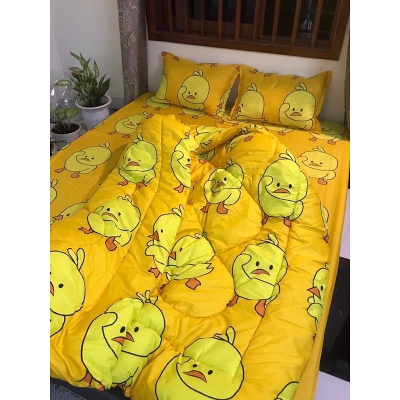 Bộ chăn ga gối phai vịt vàng