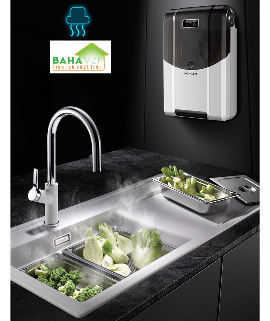 HỘP ĐŨA-THÌA THÔNG MINH KHỬ TRÙNG BẰNG TIA UV TREO CÓ NẮP ĐẬY BAHAMAR khử 99, 99 vi khuẩn bằng tia cực tím giúp đũa thìa đảm bảo vệ sinh ăn uống