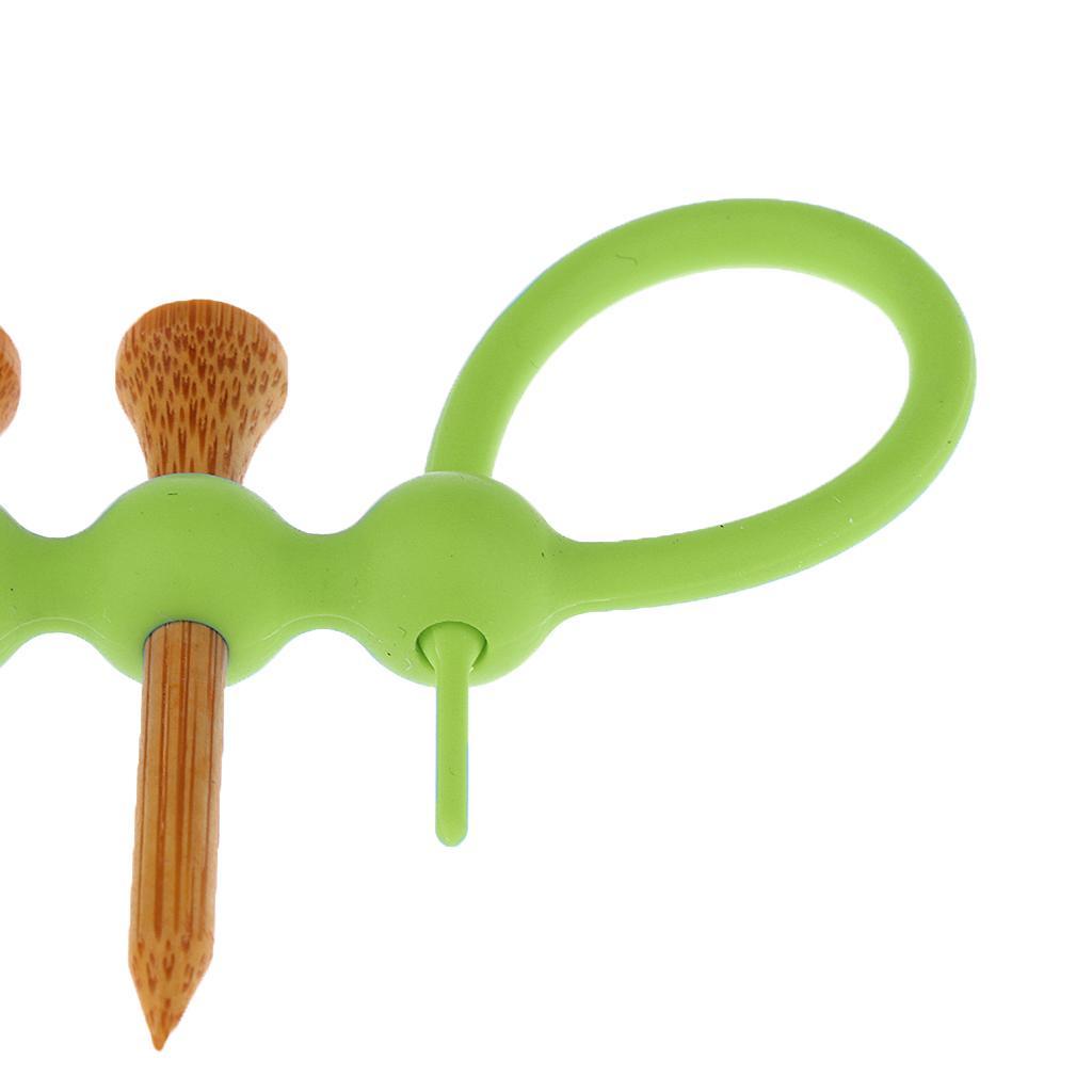 Rubber Mini Portable Golf Tees Holder Tool Carrier Clip + 4pcs Wood Golf Tees Accessories - 4 Colors