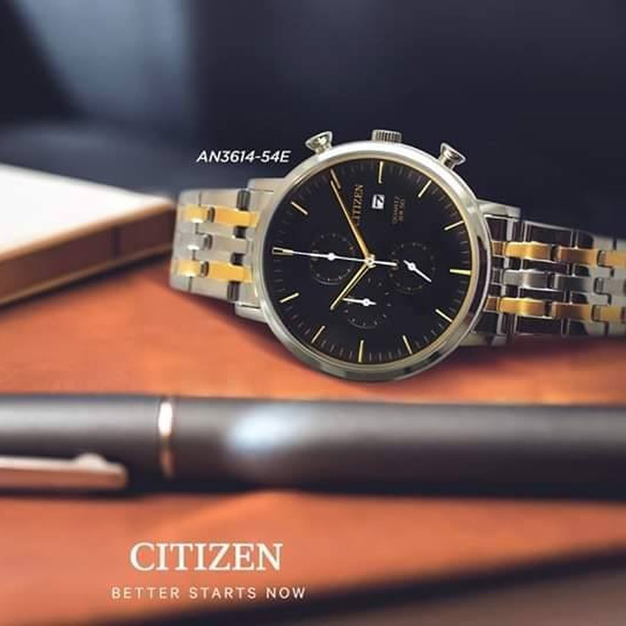 Đồng Hồ Nam Citizen Dây Thép Không Gỉ AN3614-54E - Mặt Đen