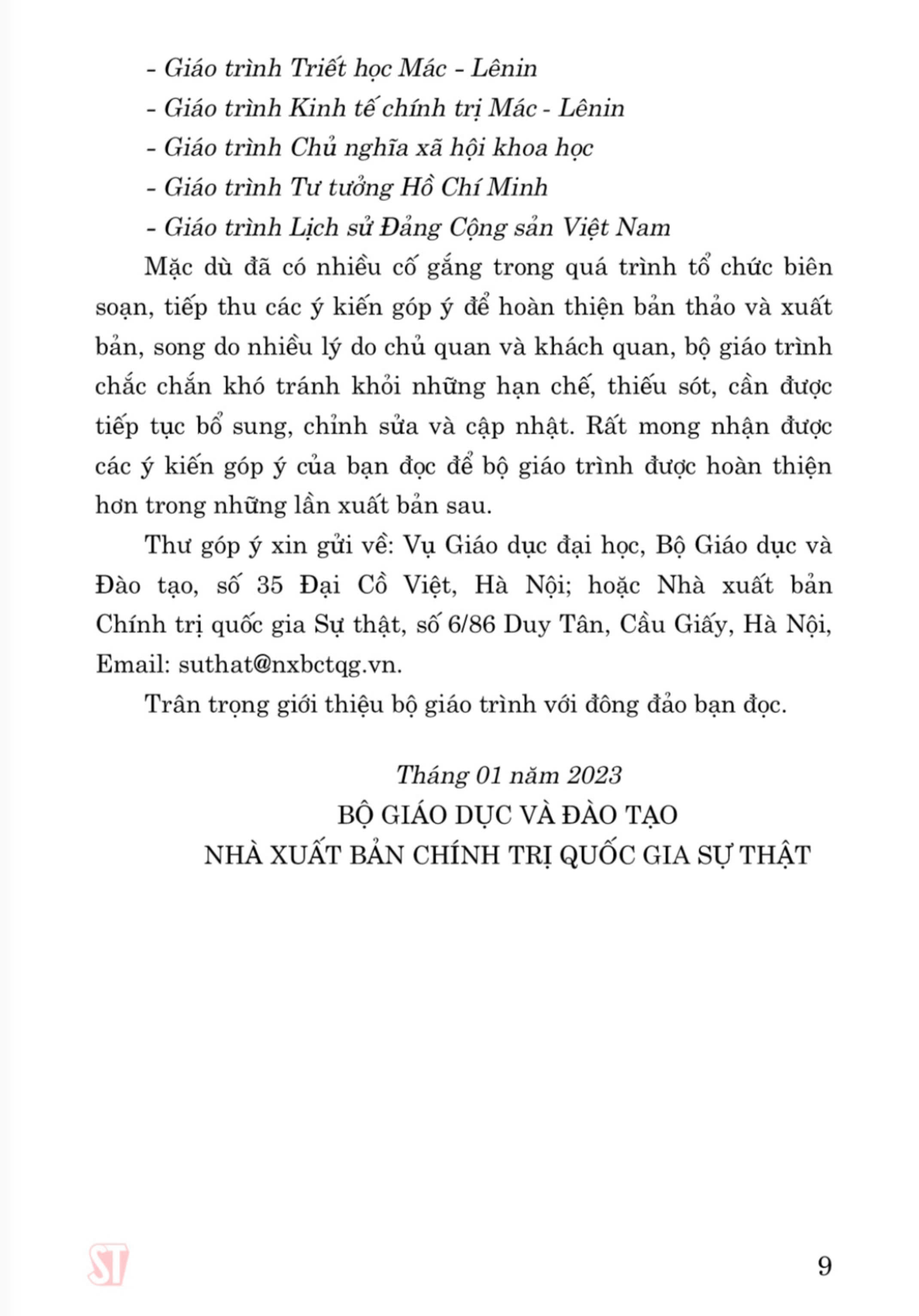 Giáo trình Triết học Mác - Lênin (Dành cho bậc đại học hệ không chuyên lý luận chính trị) - bản in 2024
