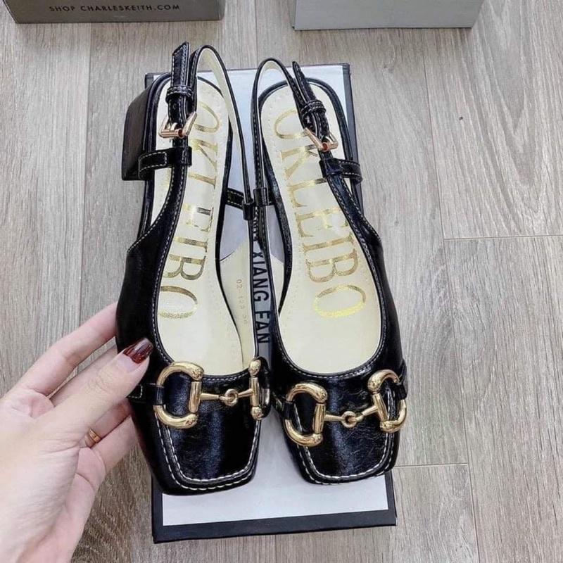 Mẫu mới nhất DÉP SANDAL KHUY 3Cm ĐEN,KEM nhà Na