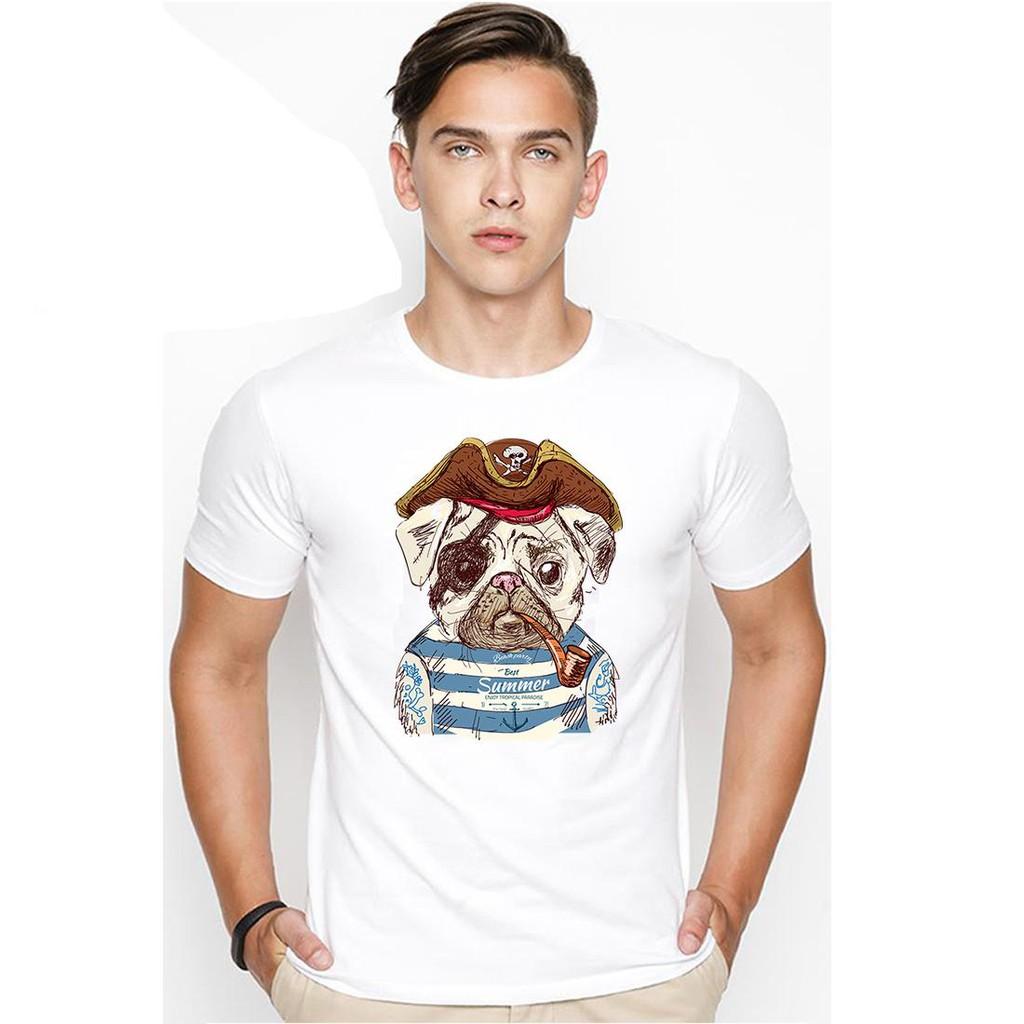 Áo thun nam đẹp in hình pug cướp biển phong cách cá tính
