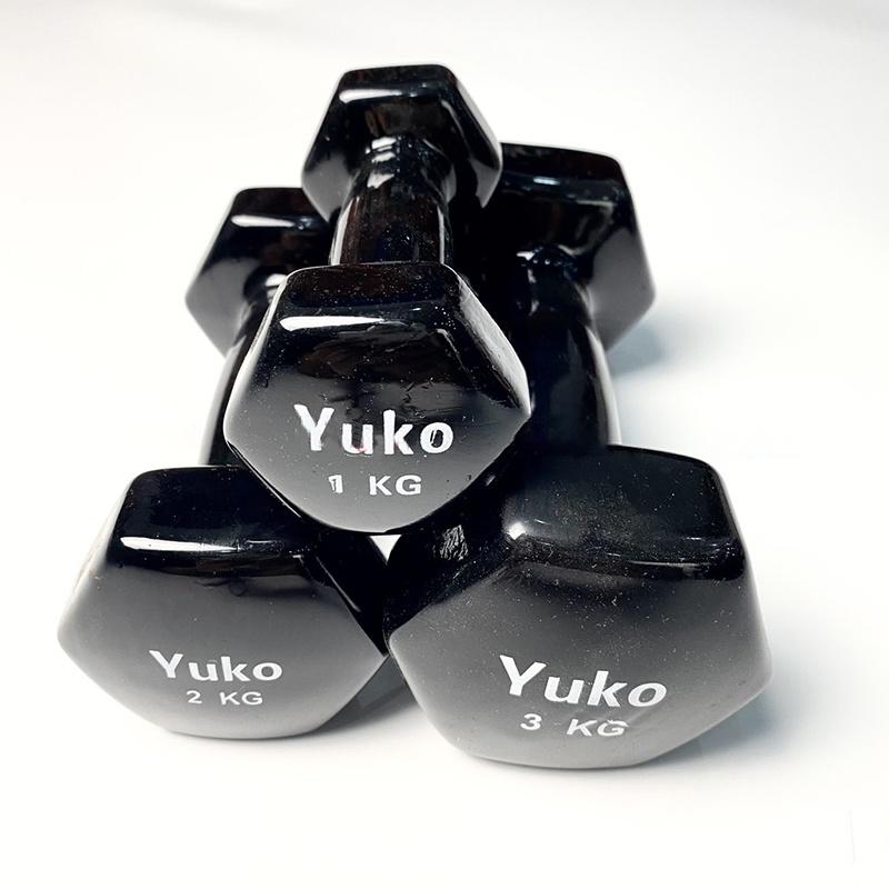 Tạ tay, tạ đơn lõi gang Yuko Nhật Bản bọc cao su cao cấp 1kg 2kg 3kg 4kg 5kg bền tốt tập gym, yoga thể dục tại nhà