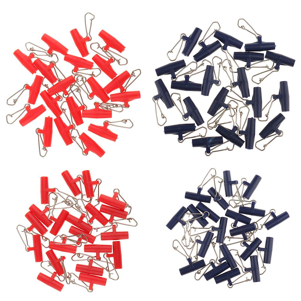 20Pcs Fishing Sinker Slides with Hooked Snap Connector for Braid Line L Red