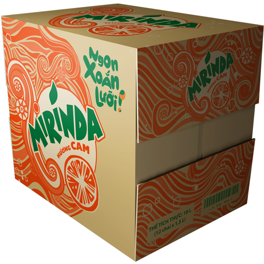 Thùng 12 Chai Nước Ngọt Có Gaz Mirinda Cam