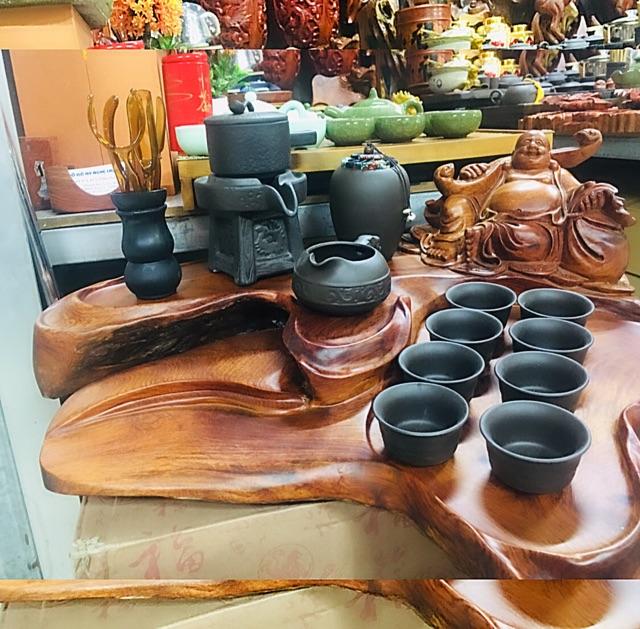 Bộ ấm chén pha trà đẹp cối xay gió gốm sứ tử sa cao cấp, 19 chi tiết màu nâu đen