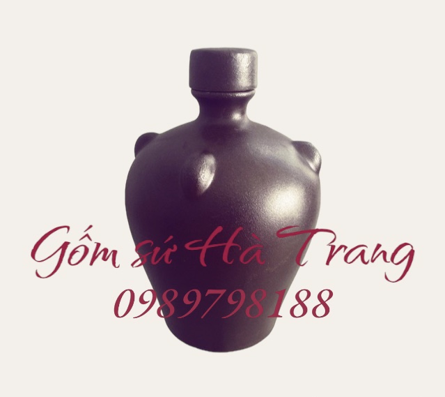 Nậm mỹ tửu gốm sứ Bát Tràng cao cấp màu nâu sần