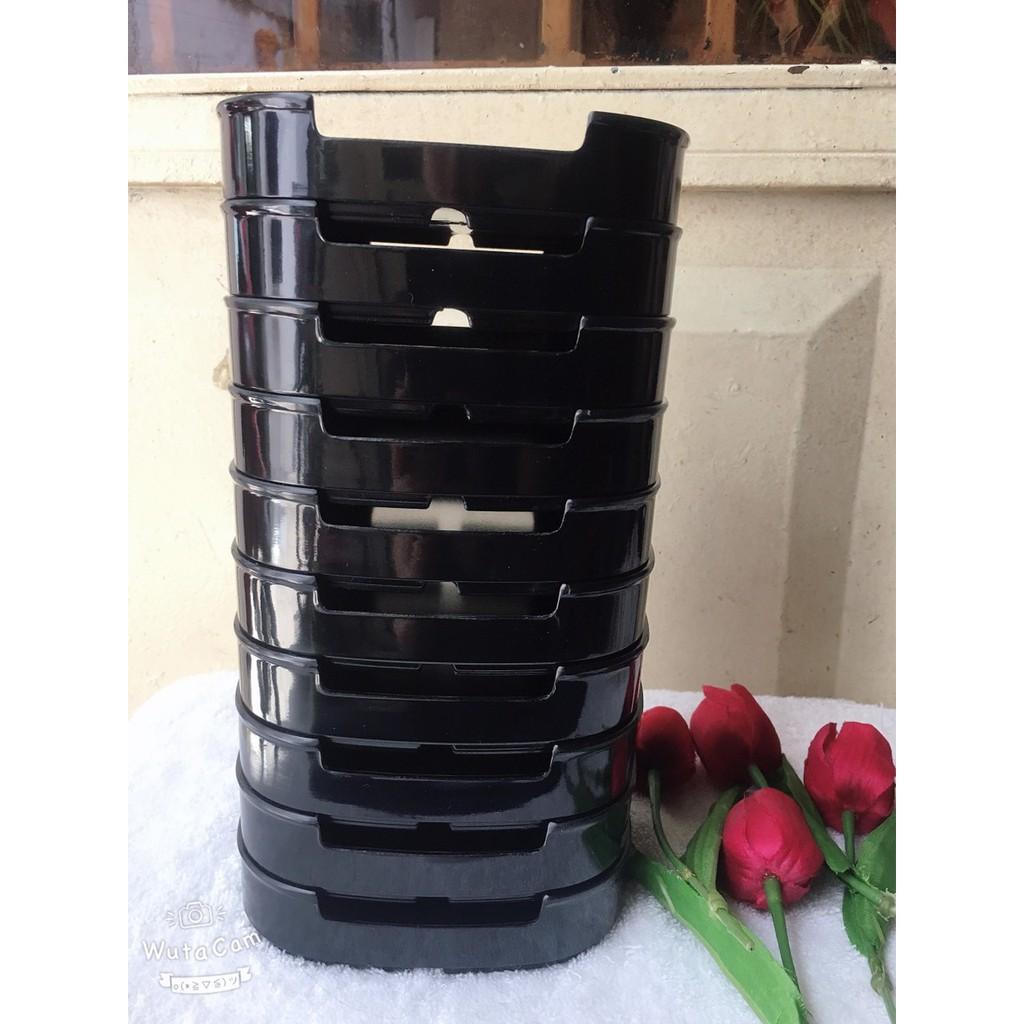 Khay đựng shushi, bufet, lẩu, đồ nướng nhựa melamine kiểu Hàn Quốc vuông 14x14cm hoặc chữ nhật 24x14 cm - màu đen