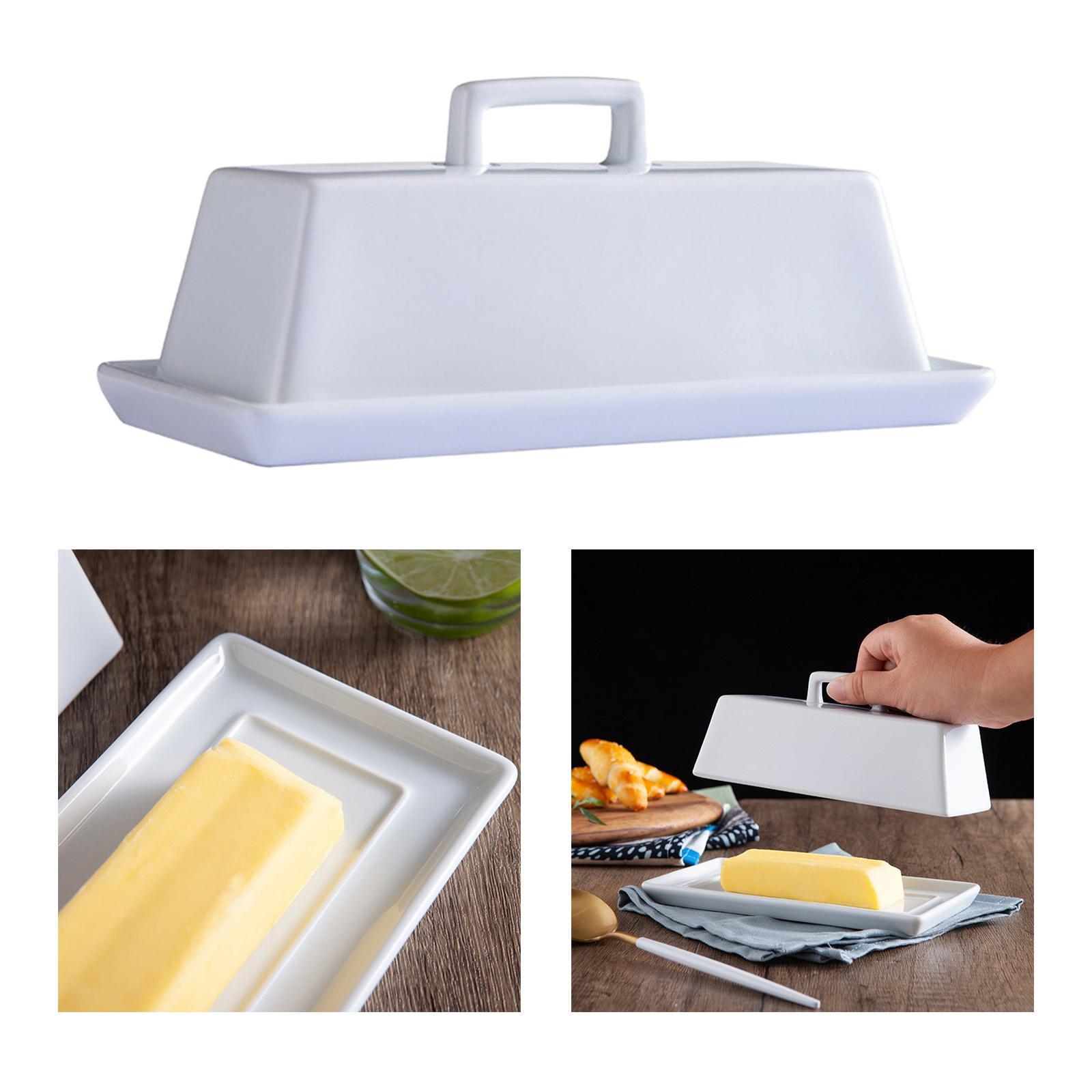 Ceramic Container Porcelain Kitchen Covered Butter Dish for Fridge Counter