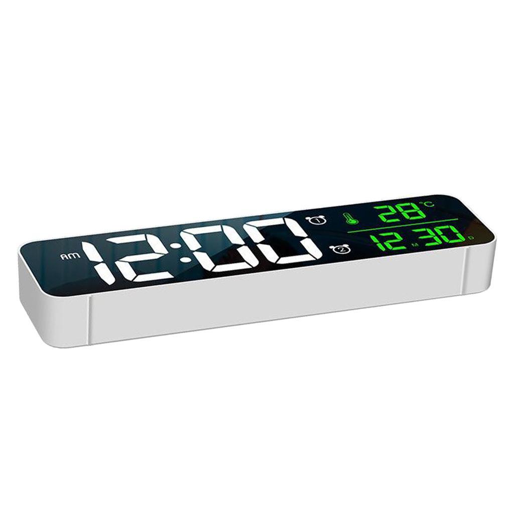 2pc Alarm Clock LED Display Mirror Bedside Clock Office Bedroom Table Decor