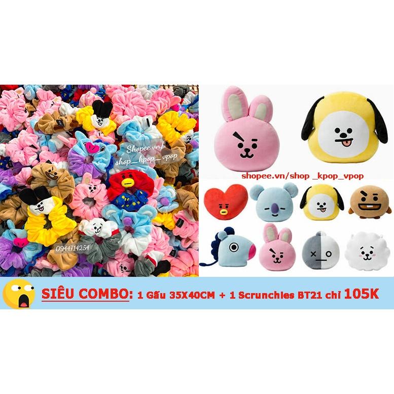 Combo Gấu Bông BT21 + Scrunchies BT21 hàng chất lượng