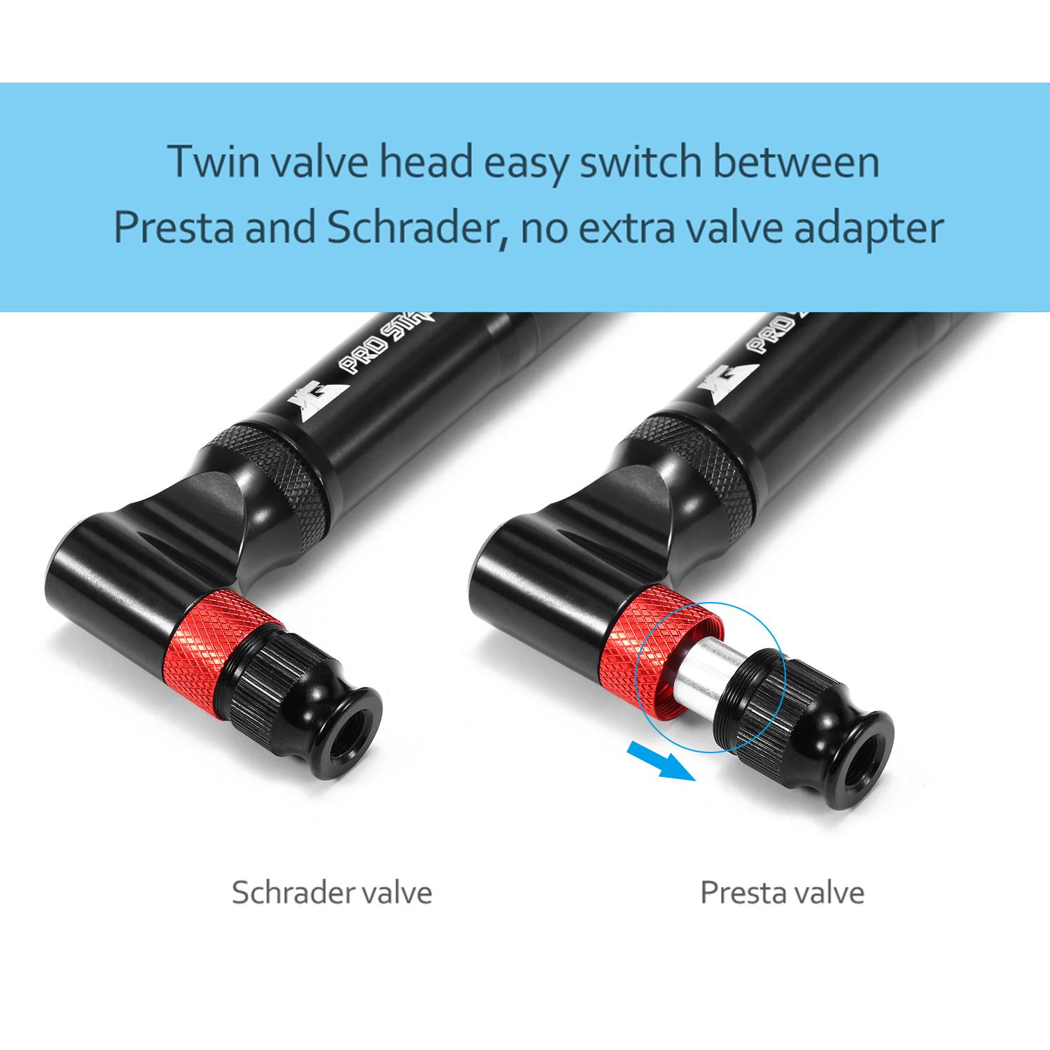 Máy bơm lốp xe đạp Presta Schrader di động, Máy bơm áp suất không khí 160PSI