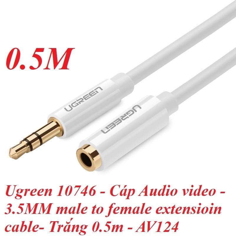 Ugreen UG10746AV124TK 0.5M màu Trắng Cáp âm thanh 3.5mm nối dài - HÀNG CHÍNH HÃNG