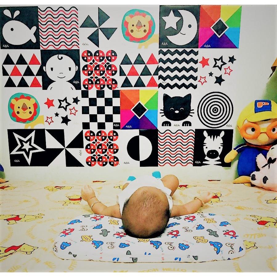 Bộ thẻ học Lalala baby, decal giấy dán tường, màu trắng đen, kích thích thị giác trẻ sơ sinh