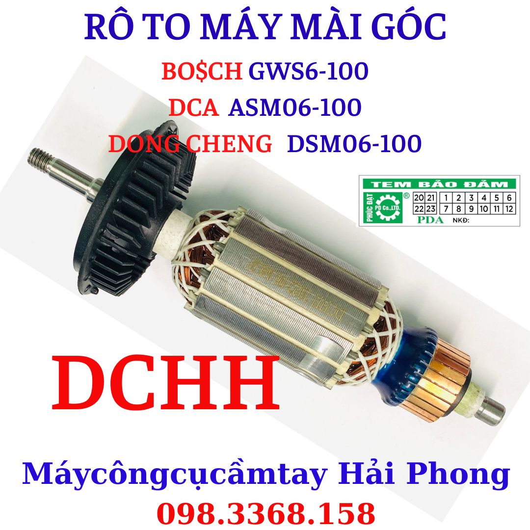 Rô to máy mày góc dùng cho 'Bo$ch' mod.'GWS6-100' , cho 'DCA' mod.&quot;ASM03-100A' , , cho 'DongCheng' mod.&quot;DSM03-100A' ... Hiệu DCHH