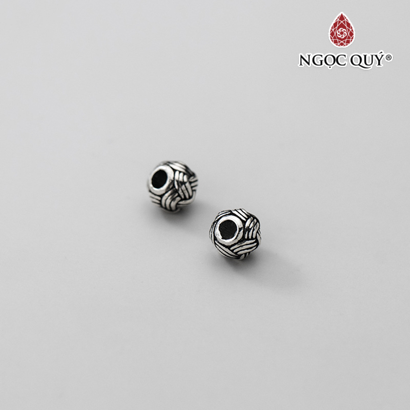 Charm bạc hình cầu mây xỏ ngang - Ngọc Quý Gemstones