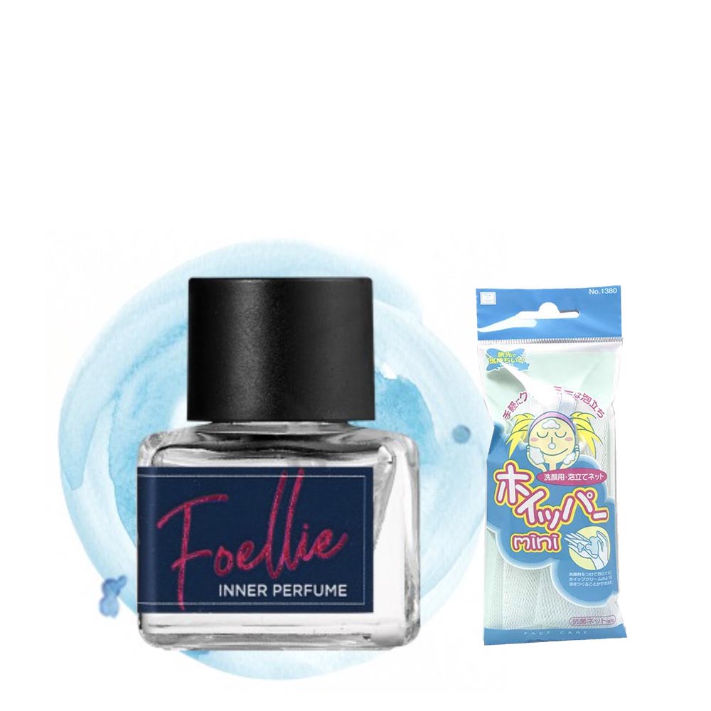 Nước Hoa Vùng Kín  Foellie Eau De Vogue Inner Perfume (Màu Xanh)- hương biển thơm mát + Tặng kèm 1 Túi Lưới Rửa Mặt Tạo Bọt