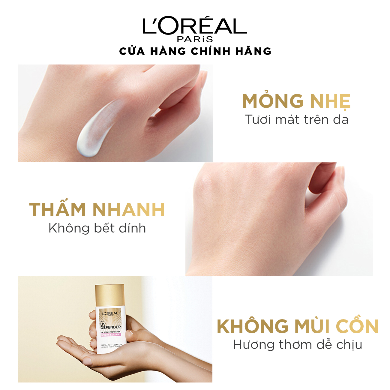 Kem chống nắng mịn nhẹ bảo vệ da chống lão hóa L’Oreal Paris UV Defender 50ml​