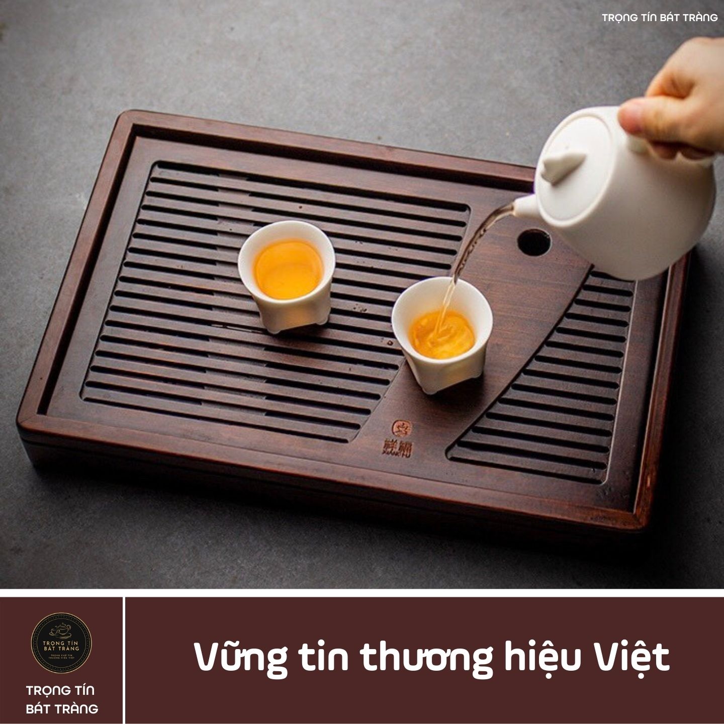 "KT 03 Khay Trà Tre Cao Cấp Chữ Nhật Nhỏ