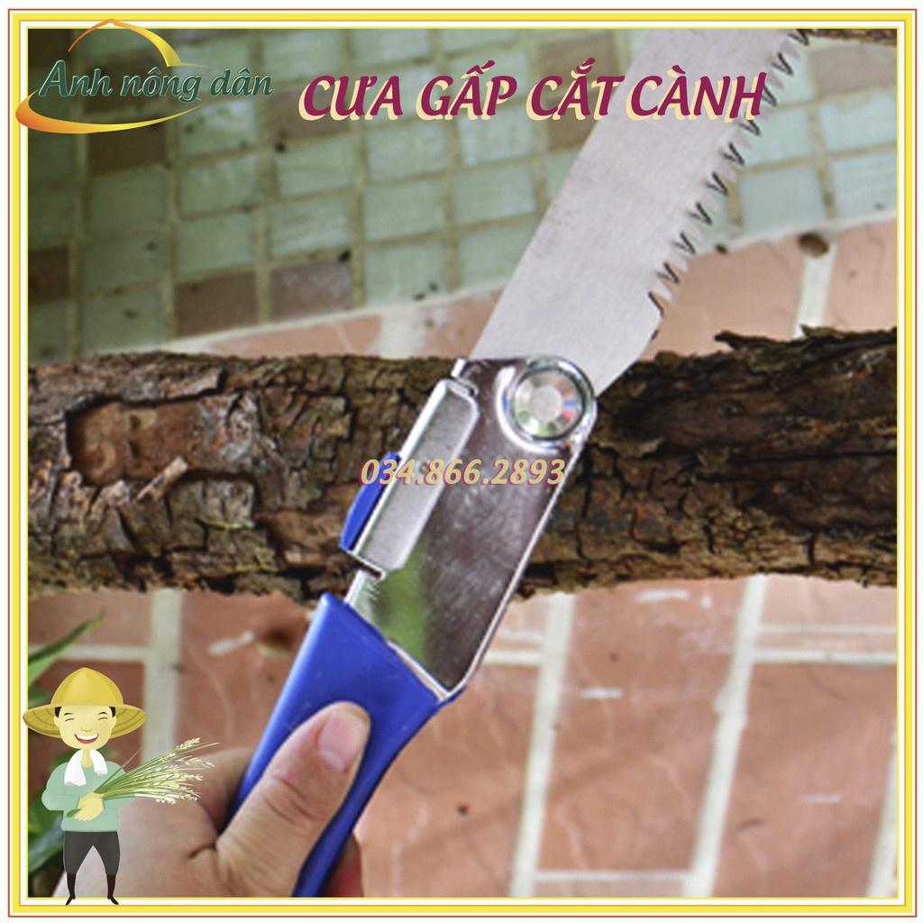 Cưa gấp cắt cành cán nhựa lưỡi thép tốt, cán gấp gọn gàng, tiện dụng