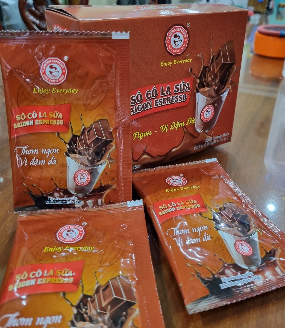 Sô cô la sữa Saigon Espresso hòa tan, Hộp 10 gói, 24g/gói. KLT 240g/hộp