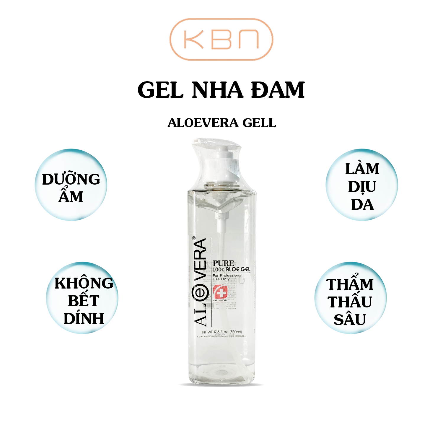 Gel Nha Đam Aloe Vera , Gel Lô Hội Dưỡng Ẩm Hàn Quốc (500ml) - Làm Dịu Da Nhạy Cảm, Khô, Mụn (Hàng Chính Hãng)