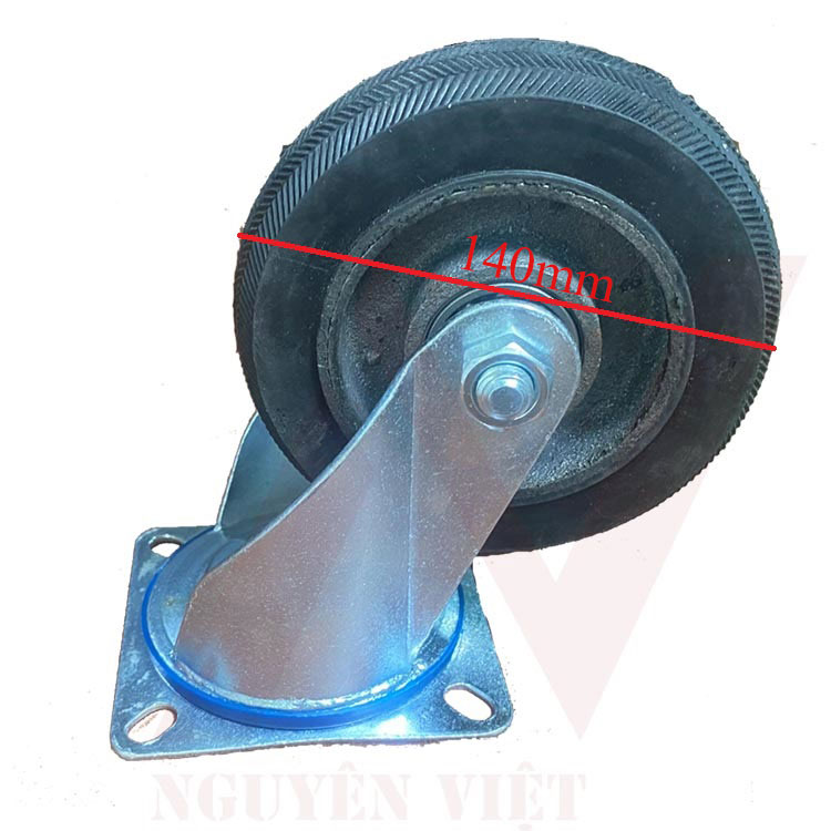 BÁNH XE XE ĐẨY HÀNG CÓ KHÓA BẰNG CAO SU ĐẶC 100X35MM