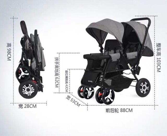 Xe đẩy đôi cho béhàng chính hãng Bluel baby sẵn hàng