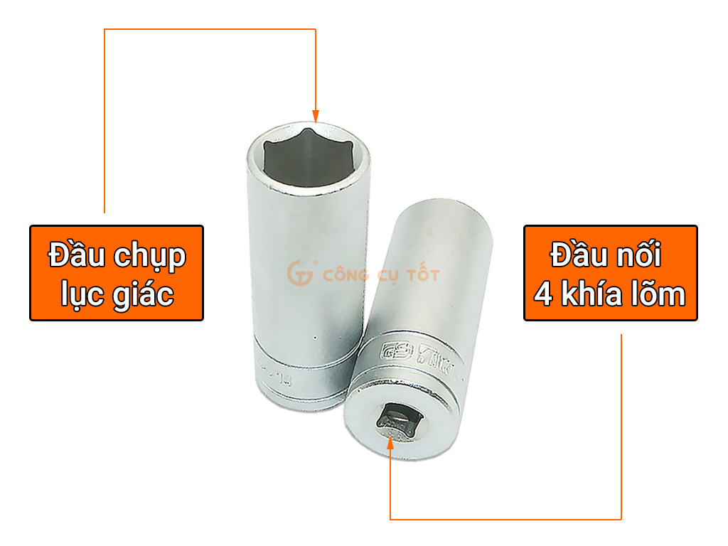Đầu tuýp lục giác dài 1/4" 14mm xi mờ