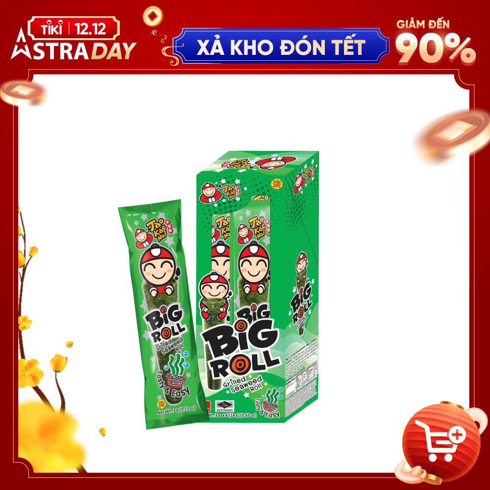 Snack Rong Biển TaoKaeNoi Big Roll 3g (Hộp 6 gói)