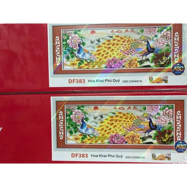 Tranh đá hoa khai phú quý công vàng DF383 - kích thước: 150 * 60cm.