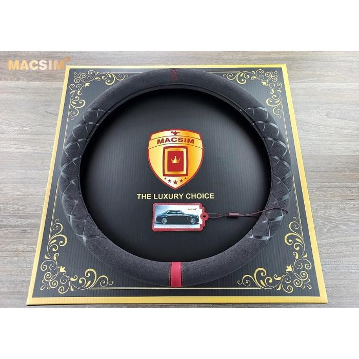 Bọc vô lăng cao cấp Macsim mã 8858 màu đen pha đỏ, đen pha xanh, đen pha nâu