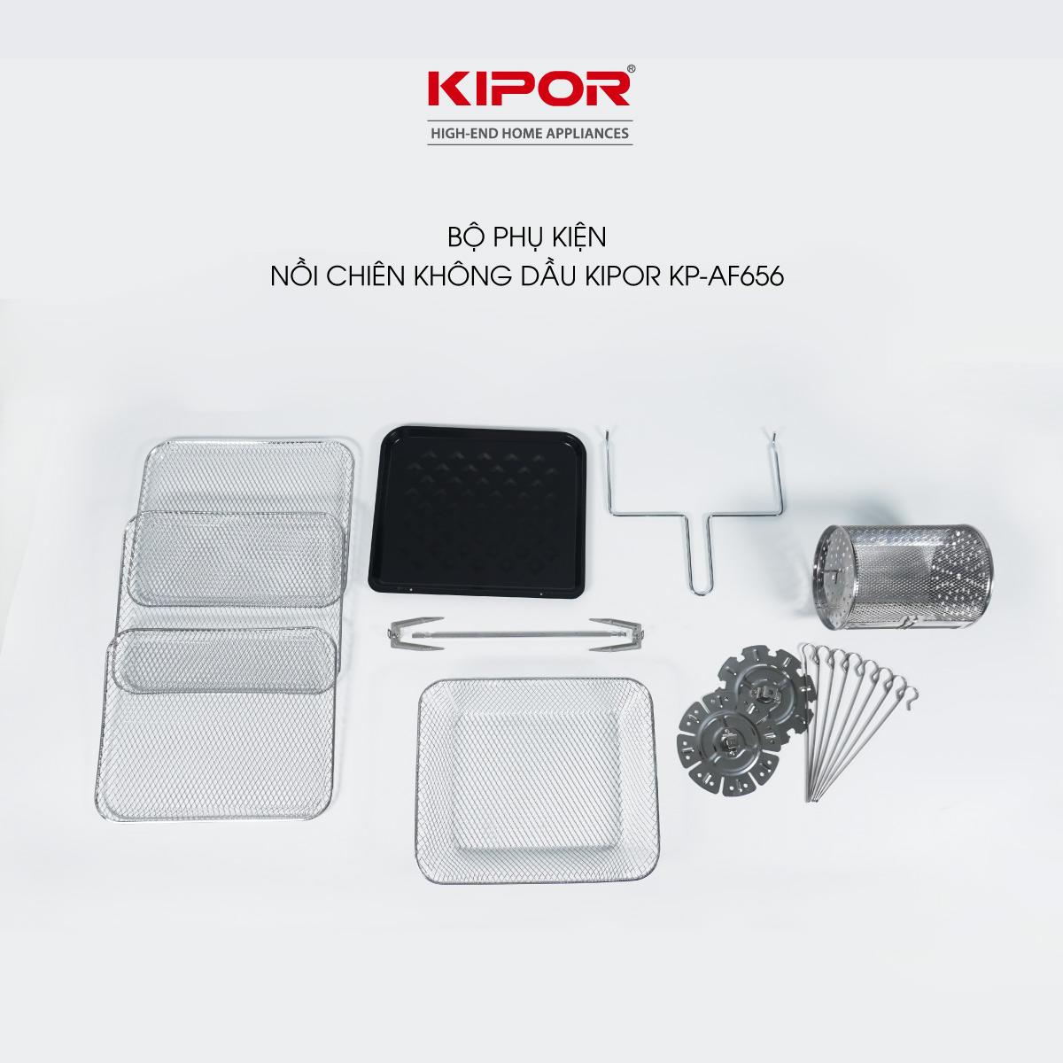 Nồi chiên không dầu KIPOR KP-AF656 - 18L - Điều khiển điện tử đa chế độ nấu RAPID AIR nướng đối lưu - Chất liệu inox 304 - Hàng chính hãng