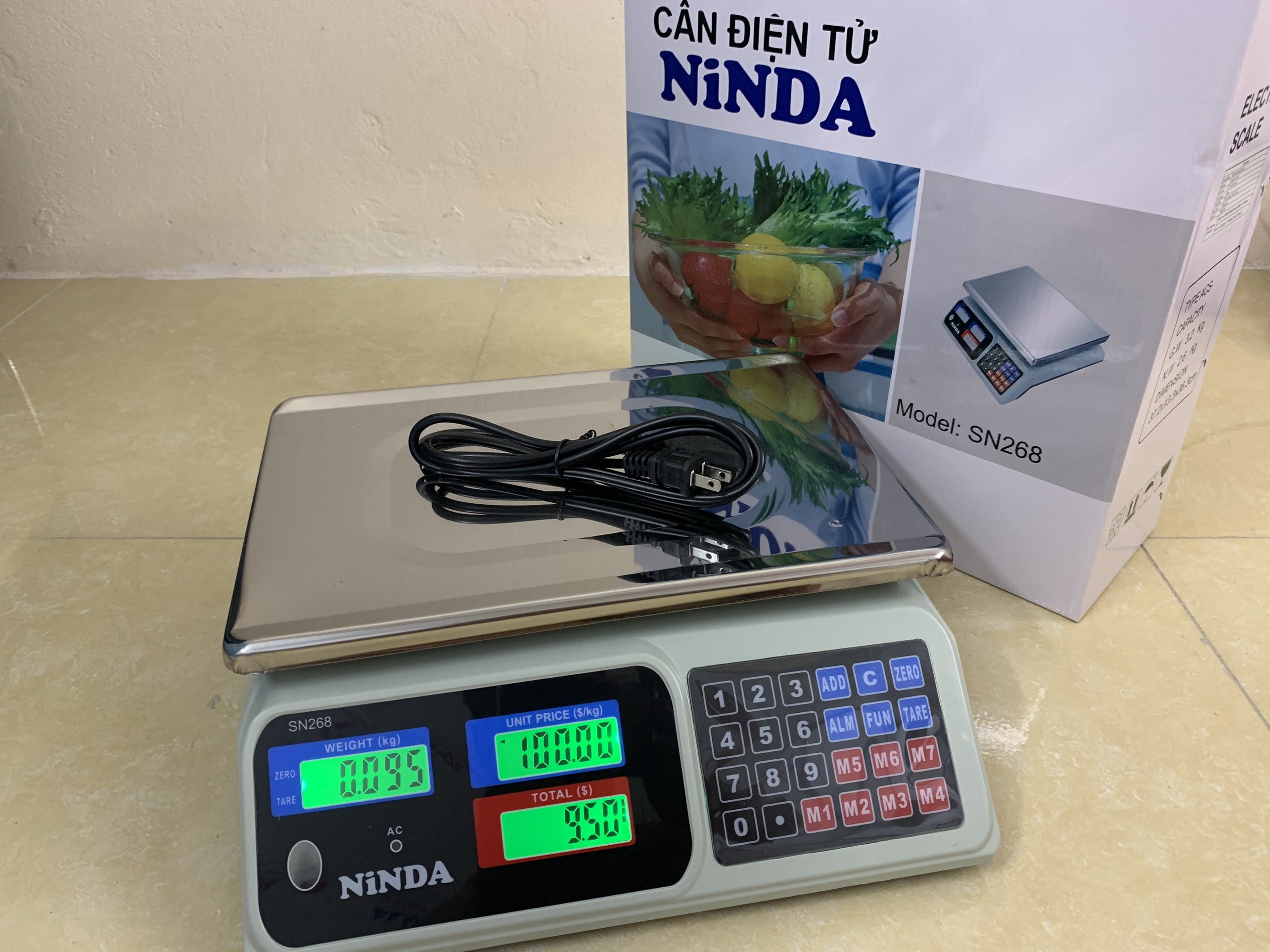 CÂN ĐIỆN TỬ 30kg SN268, CÂN TÍNH GIÁ TIỀN HÀNG CHO CHUỖI SIÊU THỊ CỬA HÀNG TẠP HÓA HOA QUẢ THỰC PHẨM