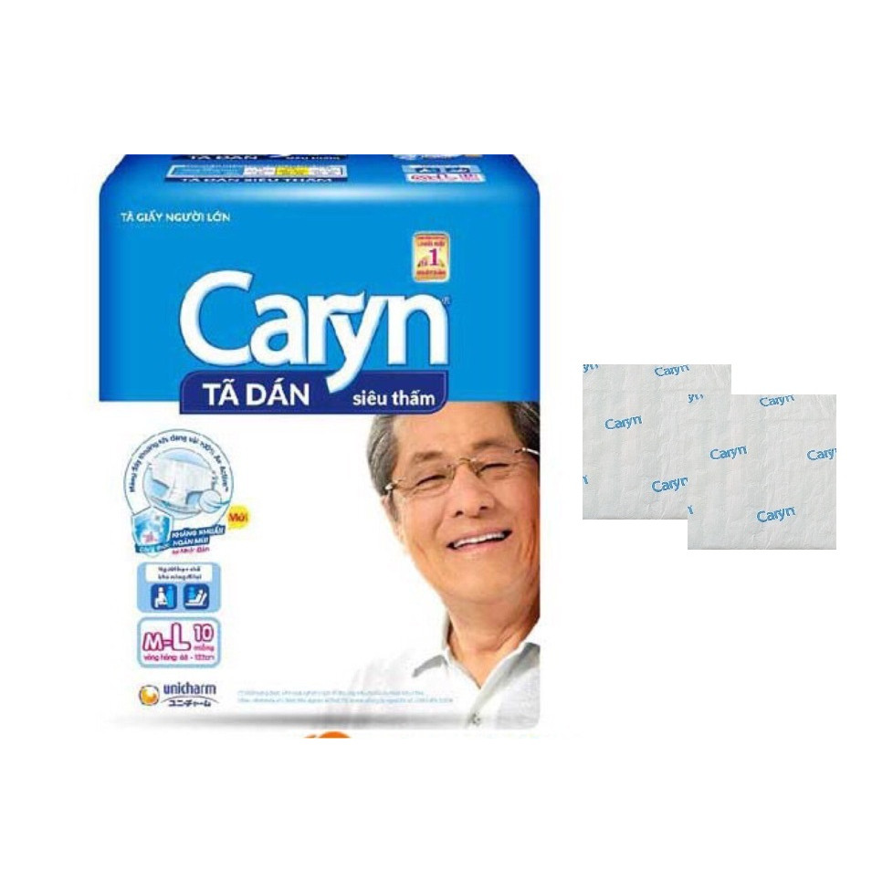 Tã Dán Người Lớn Caryn M-L10 (TẶNG 2 MIẾNG TẤM ĐỆM LÓT SIÊU THẤM)