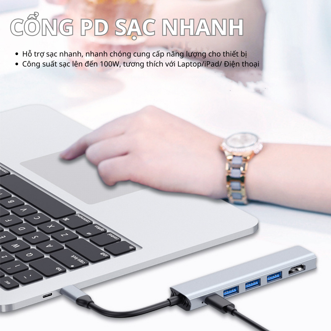 Hub Chuyển Đổi Type C Chia 5 Cổng HDMI / USB 3.0 / USB 2.0 / PD Hỗ Trợ Sạc Nhanh, Có Khe Tản Nhiệt - Hàng Chính Hãng Tamayoko