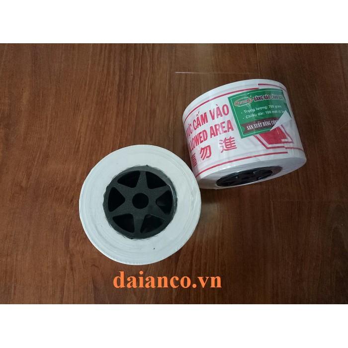 Cuộn dây rào chắn khu vực cấm vào 2 mặt màu trắng đỏ - 8cm x 100m