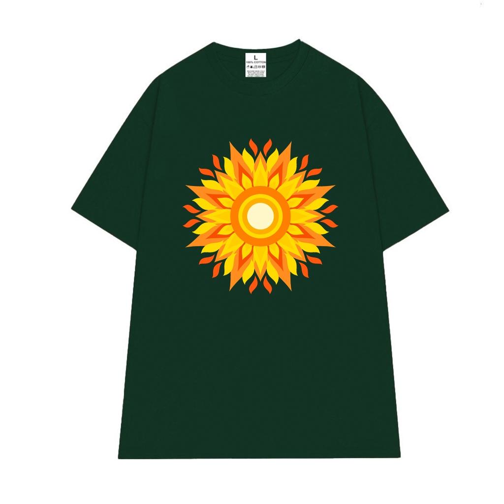 Cao cấp - Áo thun oversize hình hoa Mandala sắc vàng rực rỡ Mandala shirt BND537