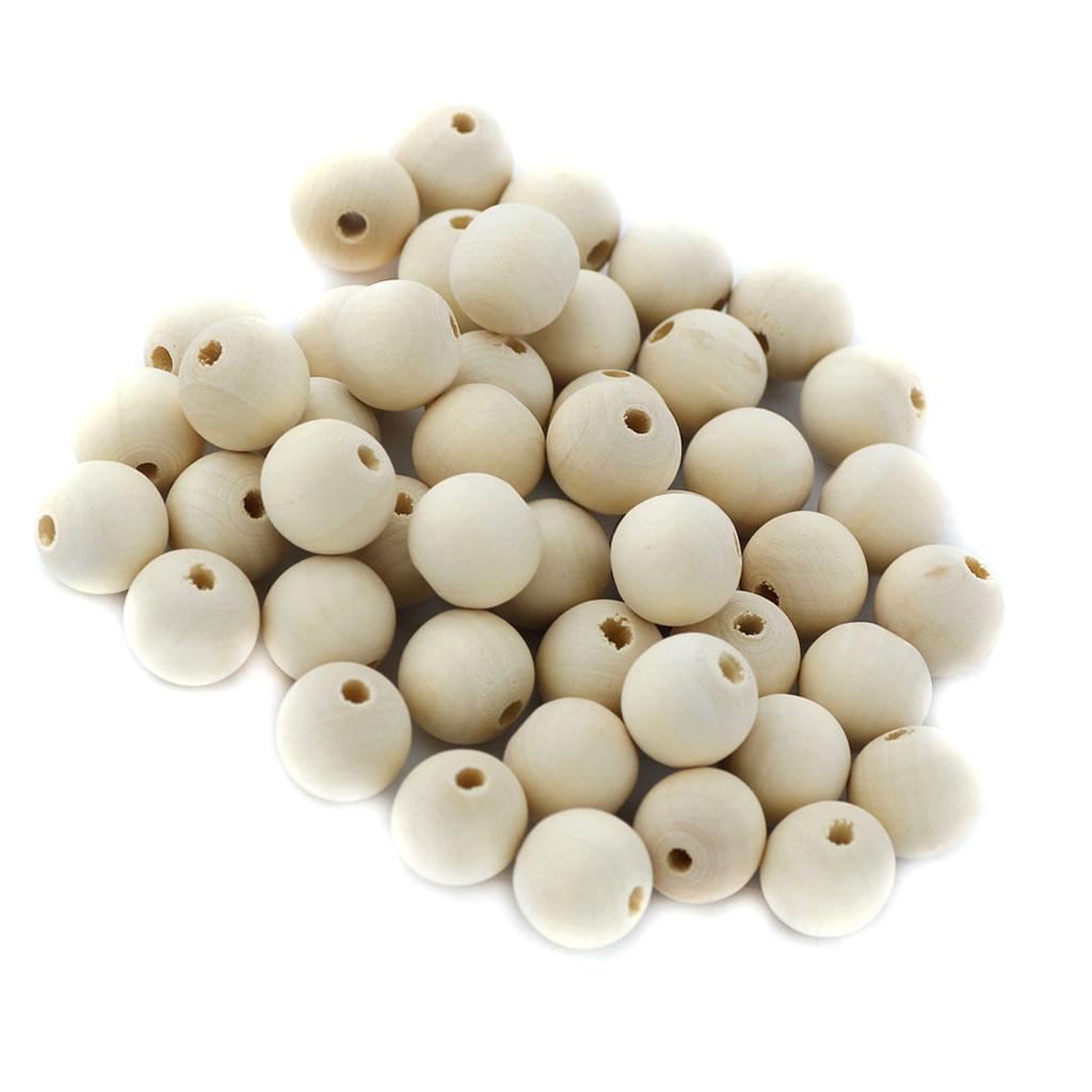 50x 20mm Natural Color Wood Round Wooden Beads Craft Jewelry Making Findings