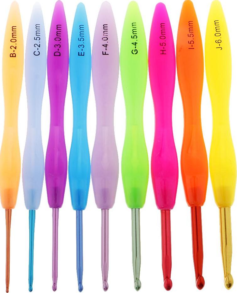 9 PCS Đa Coloured Nhôm Móc Sợi Kim Đan 9 Kích Thước