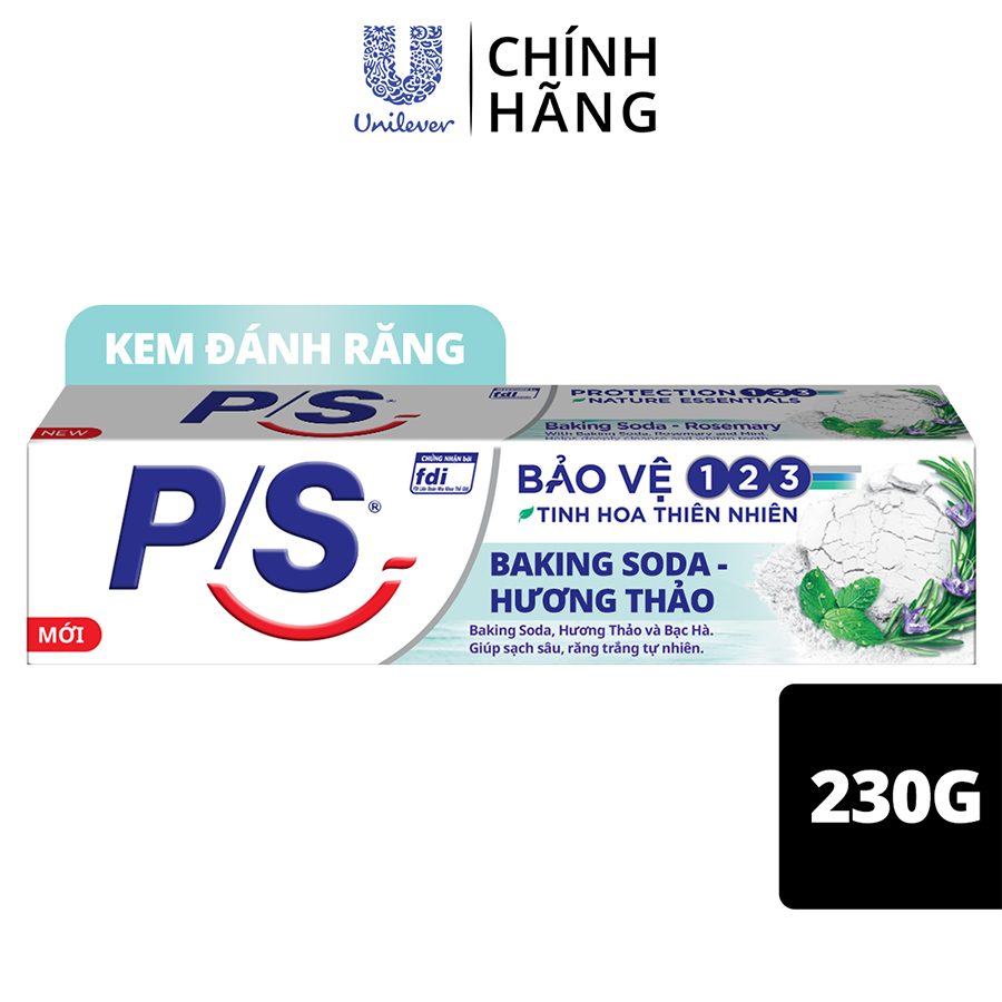 Combo 3 Kem đánh răng P/S Bảo Vệ 123 Baking Soda - Hương Thảo 230g giúp làm trắng răng tự nhiên