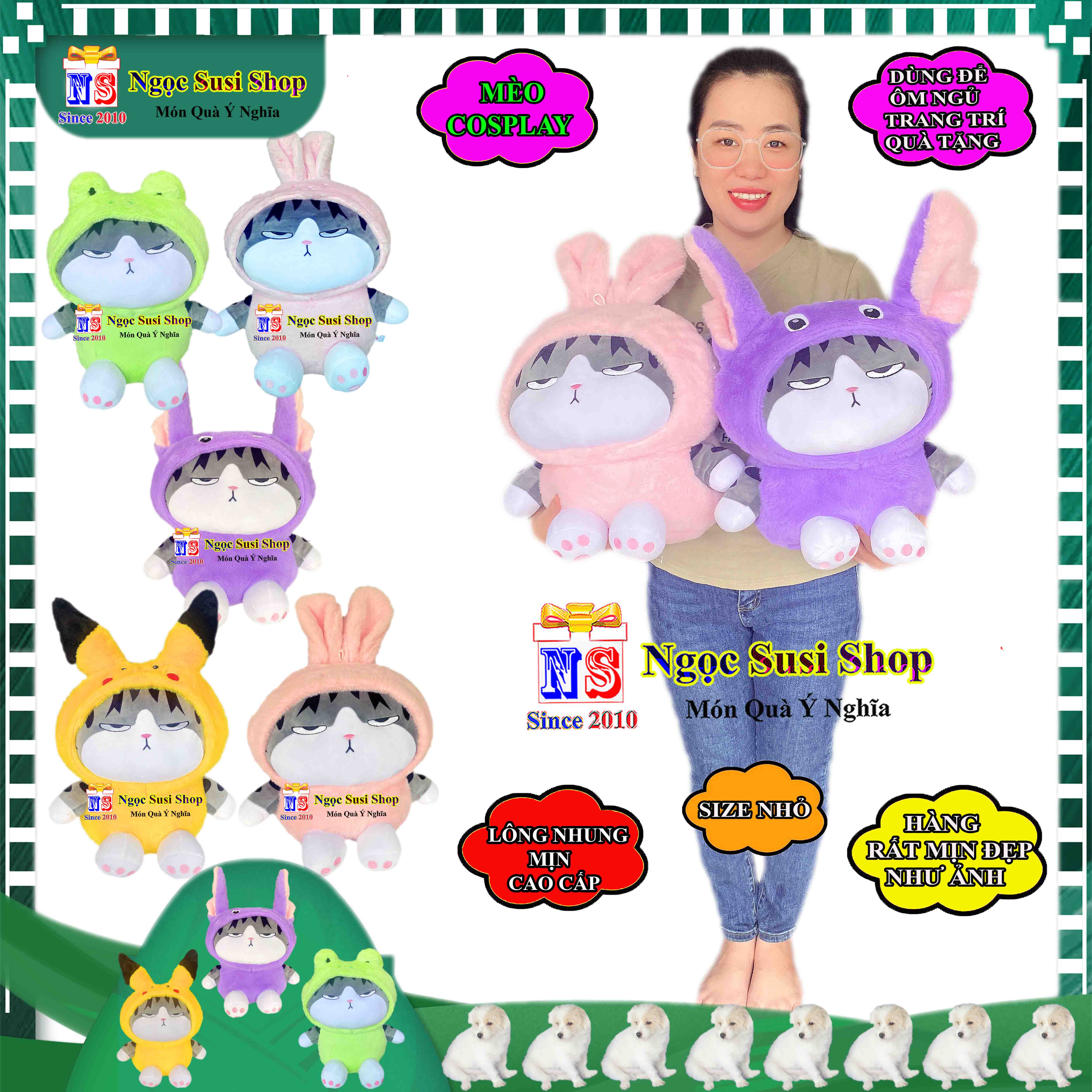 GẤU BÔNG HÌNH CON MÈO COSPLAY SIÊU MỀM MỊN CAO CẤP ÔM NGỦ DÙNG LÀM QUÀ TẶNG TRANG TRÍ