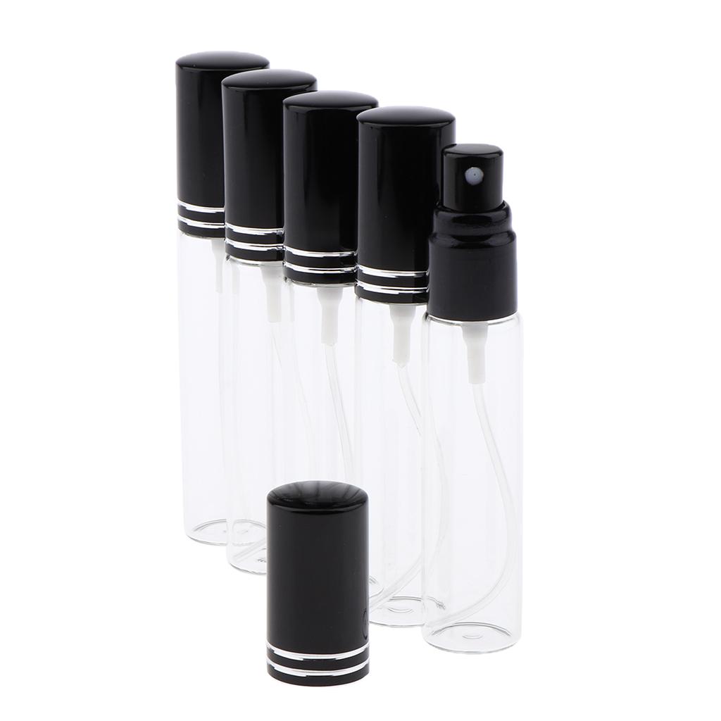 5 Pieces 10ml Empty Refillable Glass Perfume Spray Bottles Vial Black