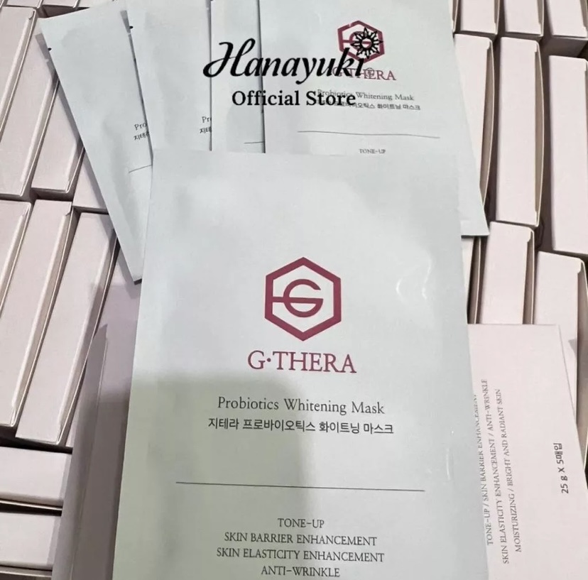 Mặt Nạ Dưỡng Trắng Men Vi Sinh G-Thera Probiotics Whitening Mask Hanayuki Chính Hãng 5 Miếng 125g