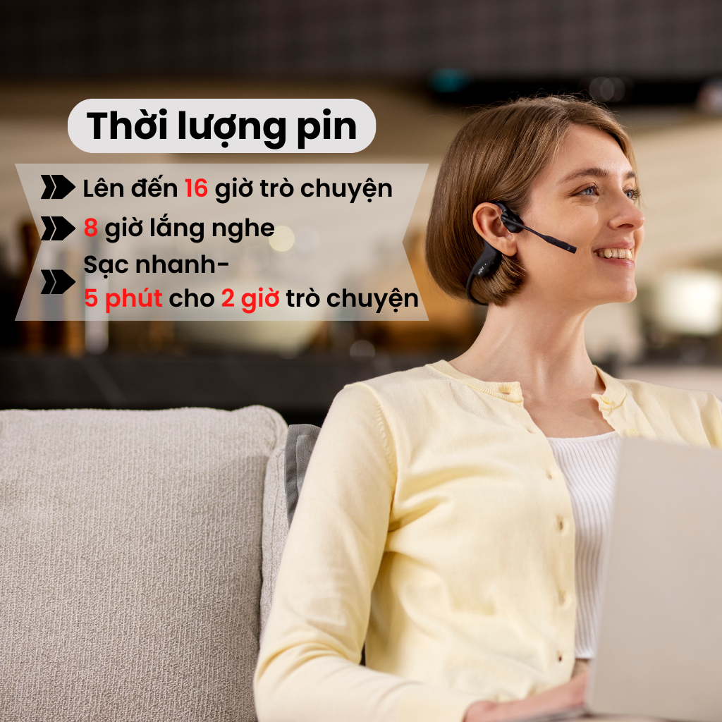 Tai nghe Bluetooth truyền âm thanh qua xương Shokz OPENCOMM2/OPENCOMM2 UC - Hàng Chính Hãng