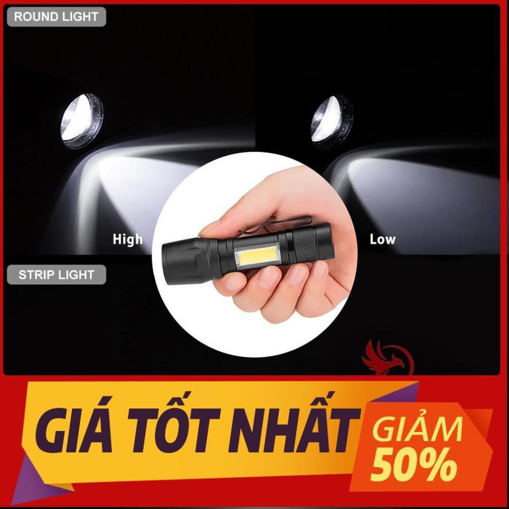 Đèn pin siêu sáng mini bin sạc điện usb bóng led xpe cob có zoom chống nước cầm tay chuyên dụng
